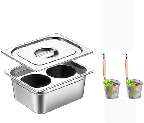 RSBFER Stainless Steel Pasta Cooker with Divider 6 Holes Stockpot