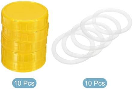 High-Quality Mason Jar Lids 10-Pack with Silicone Sealing Ring Yellow