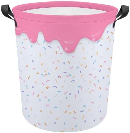 Pink Dripping Liquid Laundry Hamper Donut Basket for Dorms Bedroom Bathroom