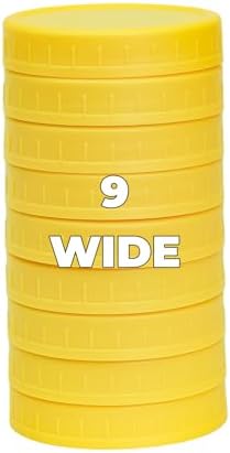 9 Pack Yellow Wide Mouth Mason Jar Lids with Silicone Rings