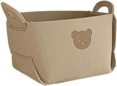 Keebgyy Bear Pattern Felt Storage Basket with Handles