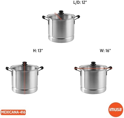 16-Quart Aluminum Steamer with Glass Lid Perfect for Food Preparation