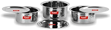 Sumeet Stainless Steel Hammered Texture 3-Piece Cookware Set