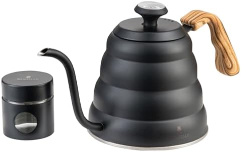 BERTILLE Gooseneck Coffee Kettle with Thermometer 40 fl oz Stainless Steel Ergonomic Handle