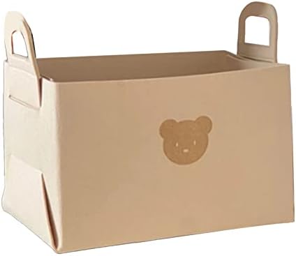 Keebgyy Bear Pattern Felt Storage Basket with Handles