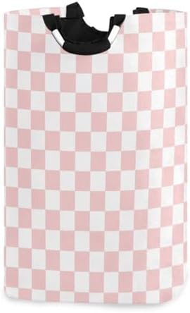 Cozy Pink Checkered Racing Baby Laundry Basket for Kids