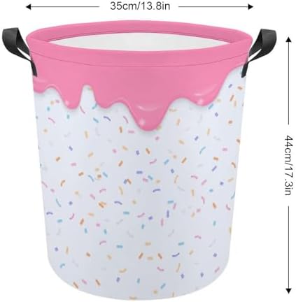 Pink Dripping Liquid Laundry Hamper Donut Basket for Dorms Bedroom Bathroom