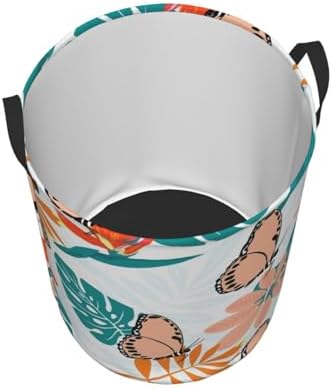 Flower Foldable Laundry Basket with Handles - Butterfly Design M