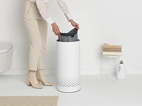 Brabantia Laundry Hamper - 9 Gal White Machine Washable Corrosion-Resistant