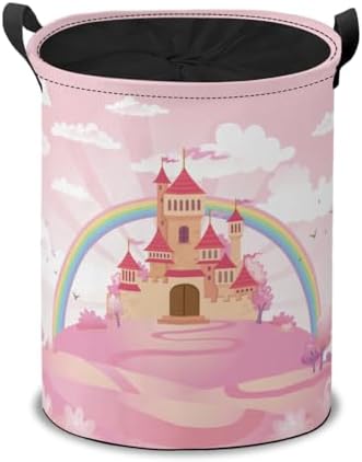 Pink Castle Laundry Hamper Basket Cute Fairy Tale Storage Solution