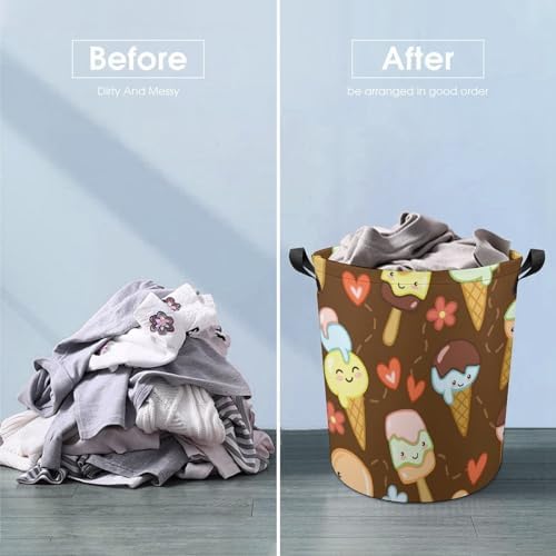 Cute Ice Creams Flower Laundry Hamper Waterproof Durable Mesh Basket