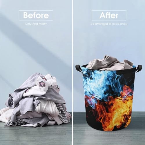 Red and Blue Fire Collapsible Laundry Hamper