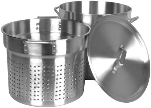 Thunder Group Aluminum Pasta Cooker 20 Qt Commercial Stock Pot with Strainer