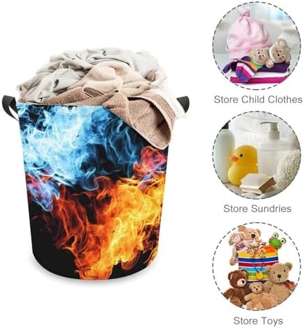 Red and Blue Fire Collapsible Laundry Hamper