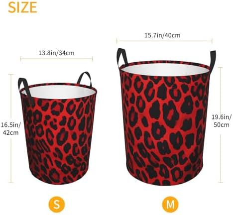 Large Laundry Basket Red Leopard Pattern