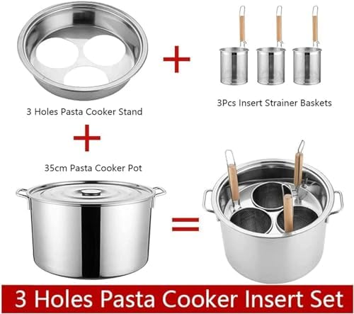 Stainless Steel Pasta Cooker Set - 345 Holes - Easy Drain Durable and mess-free