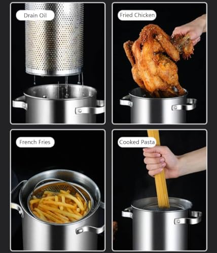 Versatile Asparagus Pasta Steamer 304 Stainless Steel Pot with Lid Strainer Basket