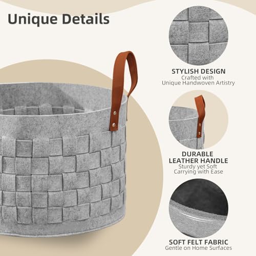 Charming Durable Felt Laundry Basket for Safe Storage