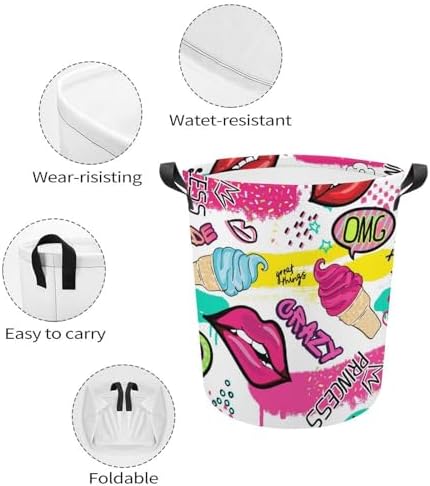 Cute Sticker Ice Cream Laundry Hamper