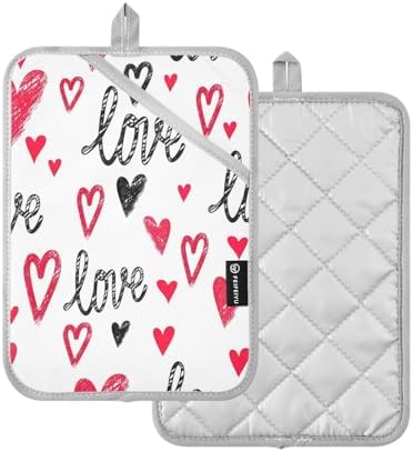 Kcldeci Hearts 2Pack Heat Resistant Oven Mitts