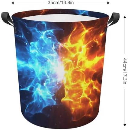 Crashing Blue and Red Flames Laundry Hamper