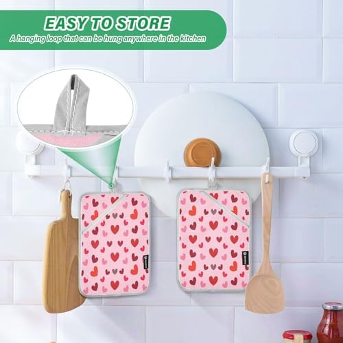 Kcldeci Cute Hearts 2-Pack Heat-Resistant Potholders