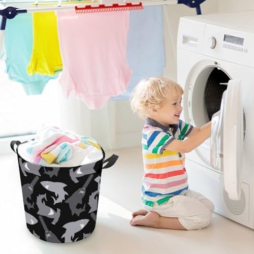 MEIKKO Shark Pattern Seemless Laundry Hamper
