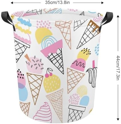 Cute Summer Ice Cream Collapsible Laundry Hamper for Family Dorm Use