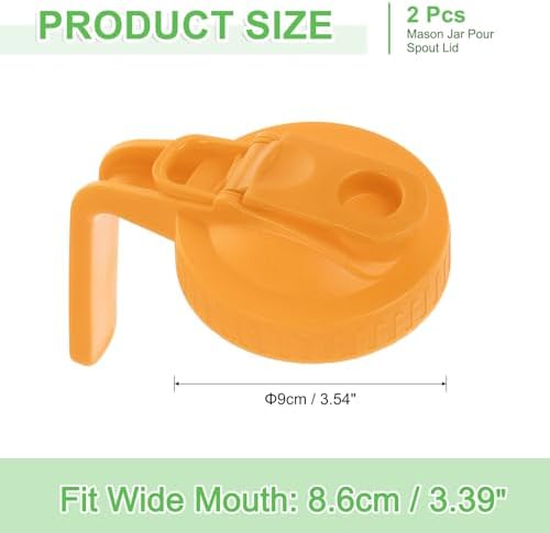 Uxcell 2Pcs Mason Jar Pour Spout Lid with Handle Yellow