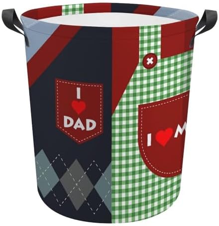 I Love Mom Water-Resistant Collapsible Laundry Basket Family-Friendly Use