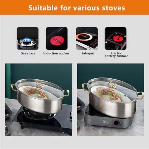 Stainless Steel Fish Steamer Premium Grade Large Capacity Gold Handle