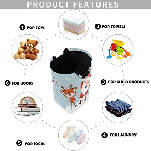Visesunny Large Capacity Reindeer Laundry Hamper Basket