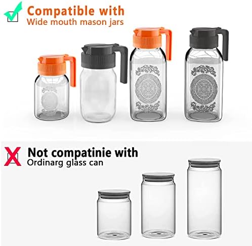 Wide Mouth Mason Jar Lids 2-Pack Black Orange Not Includes Jars