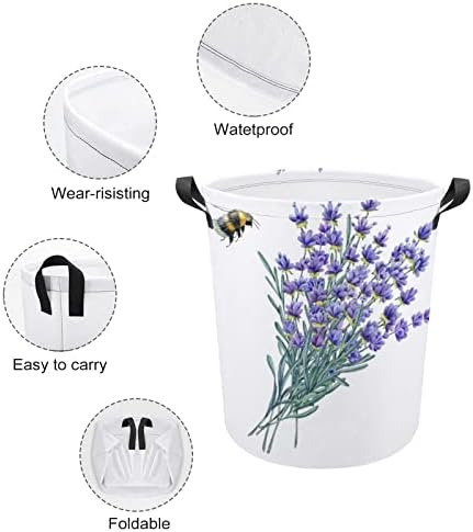 MEIKKO Watercolor Lavender Large Laundry Hamper Basket