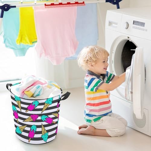 MEIKKO Colorful Ice Cream Summer Laundry Hamper