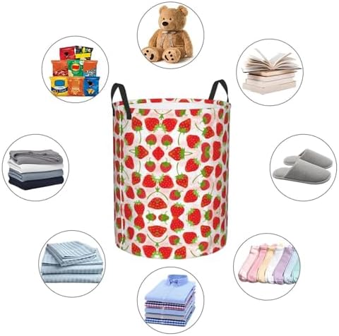 Strawberry Circular Hamper Stylish Storage Solution for Laundry