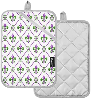 Kcldeci Fleur De Lis Square 2-Pack Potholders Heat-Resistant Kitchen Essential