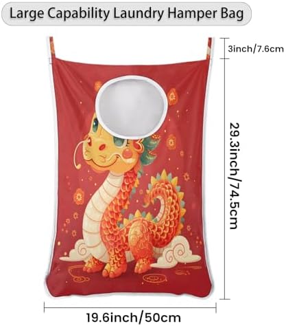 Hanging Laundry Hamper Bag Cute Dragon Design