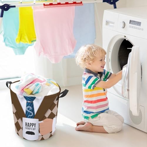 Happy Fathers Day Laundry Hamper with Handles