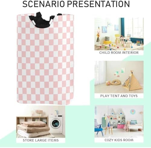 Cozy Pink Checkered Racing Baby Laundry Basket for Kids