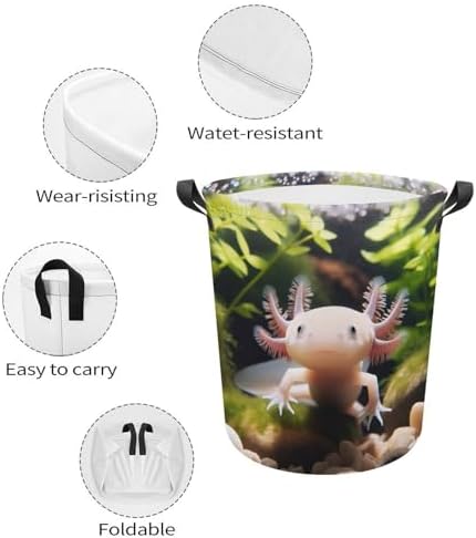 MEIKKO Cute Axolotl Nature Laundry Hamper