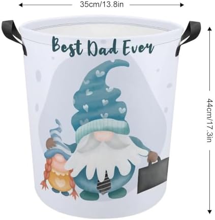 Fathers Day Quote Waterproof Gnome Laundry Hamper with Easy Carry Handles