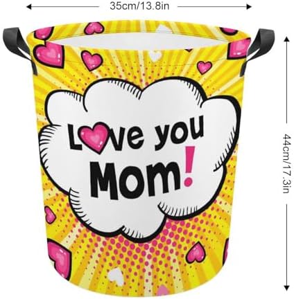 Love You Mom Collapsible Laundry Hamper Perfect for Family Storage