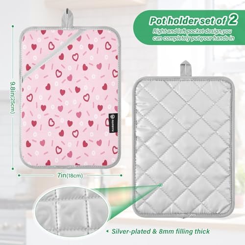 Pink Love Hearts Pot Holder Set