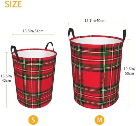 Christmas Plaid Folding Laundry Basket