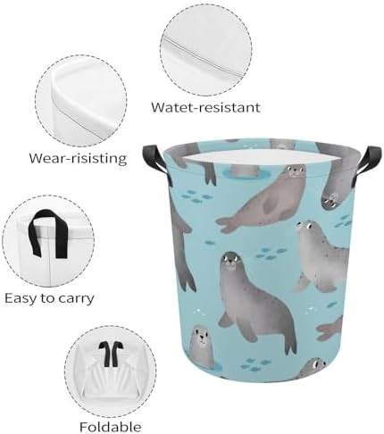 MEIKKO Cute Cartoon Laundry Hamper Waterproof Clothes Basket with Easy Carry Handles