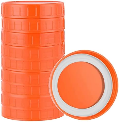 Pizga Plastic Mason Jar Lids 8pcs Leak-Proof Leak-Resistant Orange