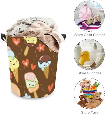 Cute Ice Creams Flower Laundry Hamper Waterproof Durable Mesh Basket