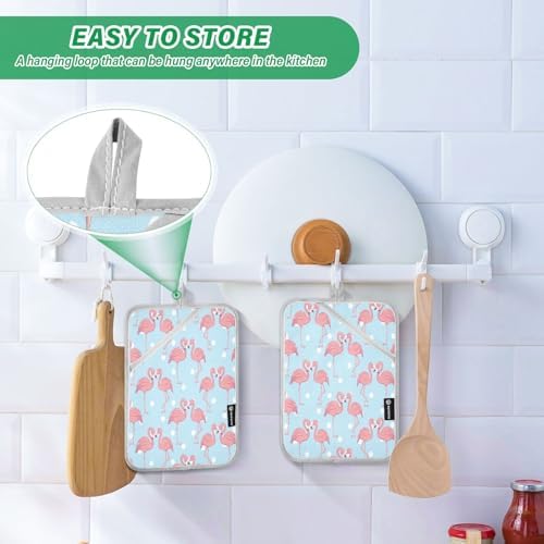 Durable Pink Flamingo Oven Mitts Heat Resistant Potholders for Kitchen