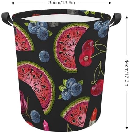 Cherry Watermelon Laundry Basket Durable Collapsible Hanger for Family Travel
